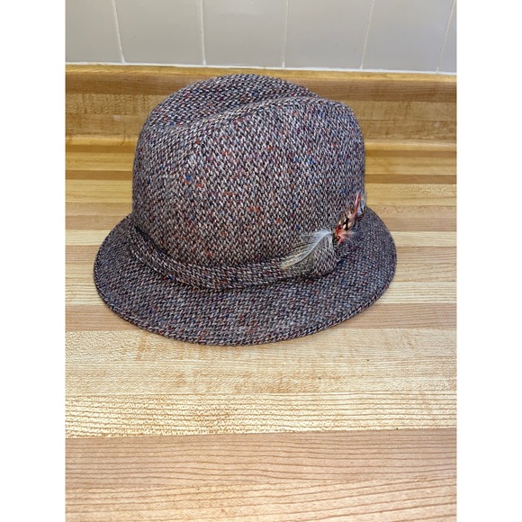 Brown Tweed Feather Fedora - Picture 1 of 6